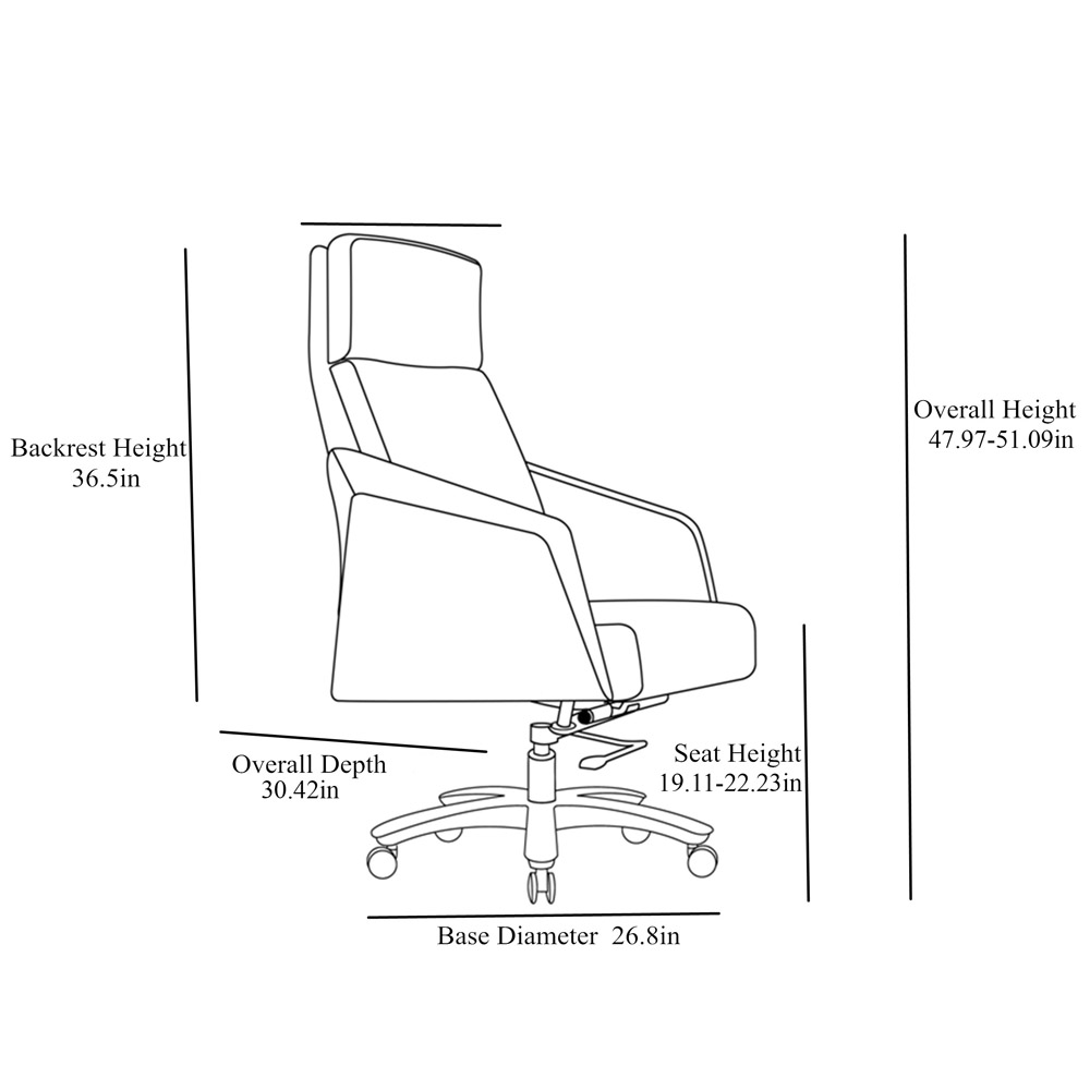 lauren genuine leather aluminum base high back executive chair