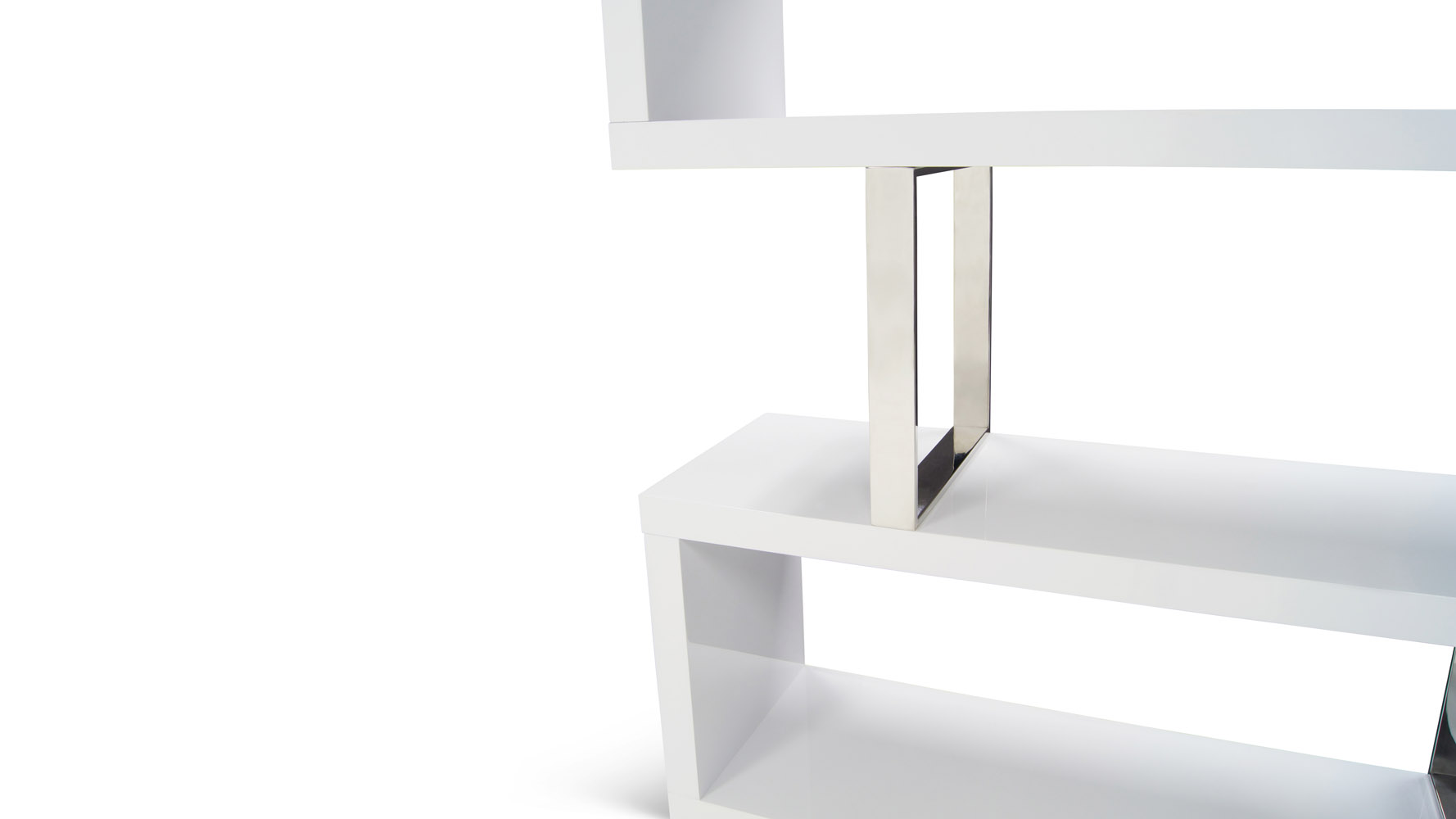 Lester High Gloss White and Silver Modern Cube 66 Inch Bookcase Zuri