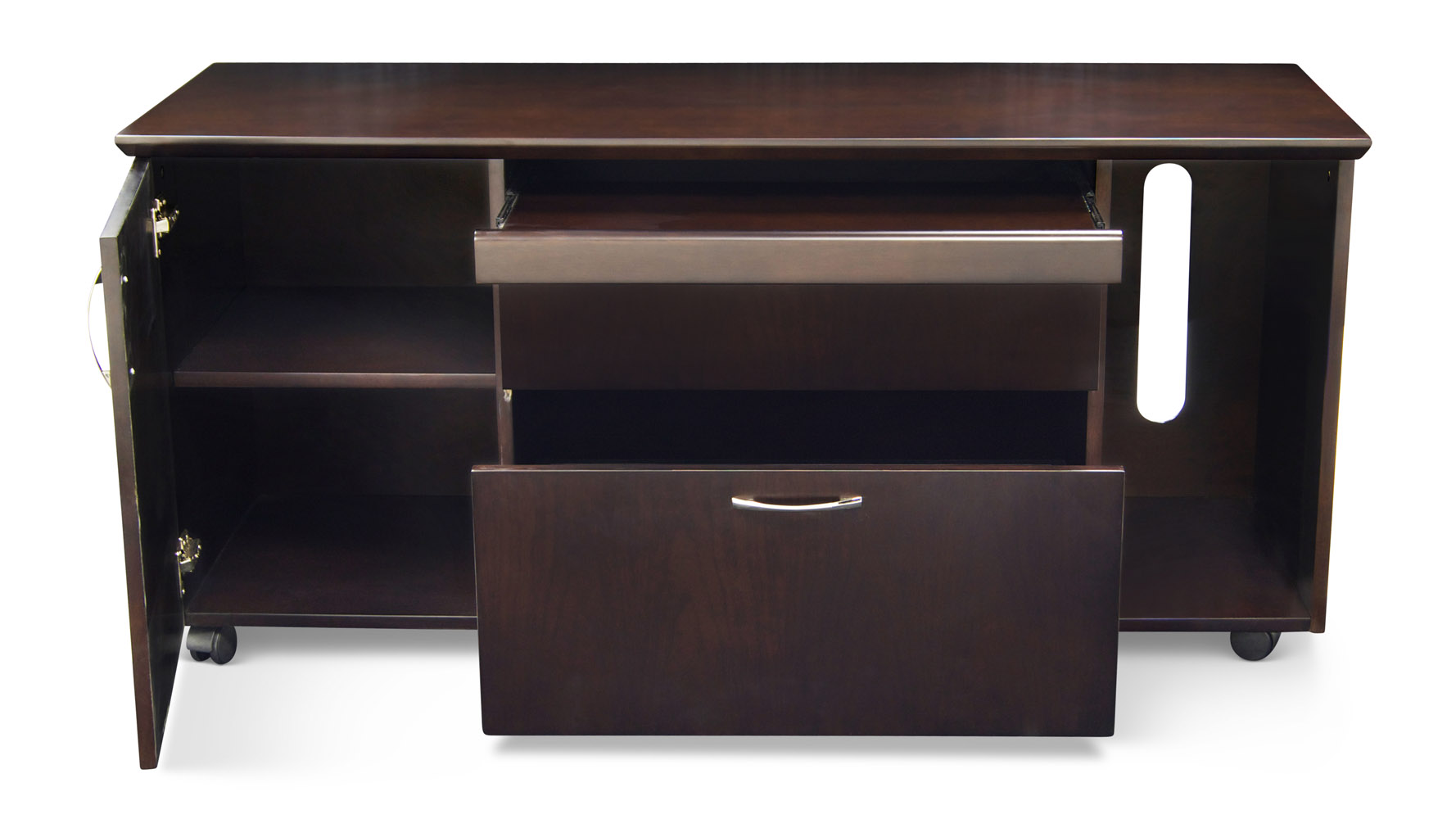 Lincoln Executive Dark Wood Desk with Rolling Return and File