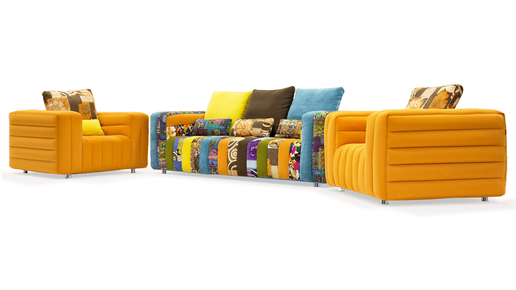 Lotto Fabric Sofa Set With Arm Chairs Zuri Furniture