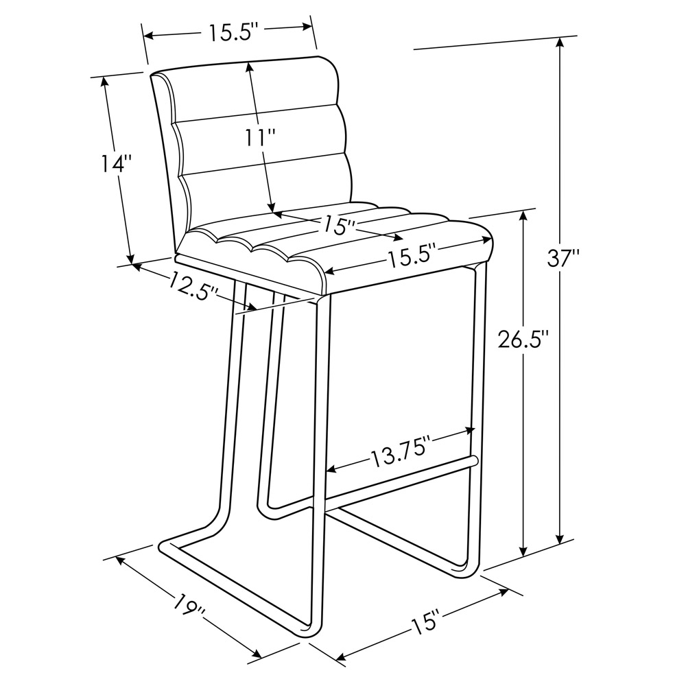 Luna Counter Height Modern Bar Stool with Metal Base Zuri Furniture