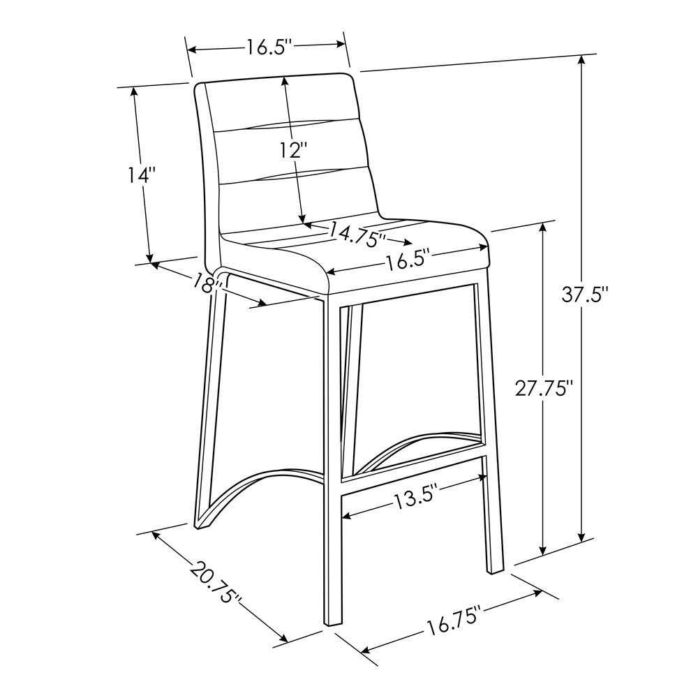 Lynx Counter Height Contemporary Bar Stool with Metal Base Zuri Furniture