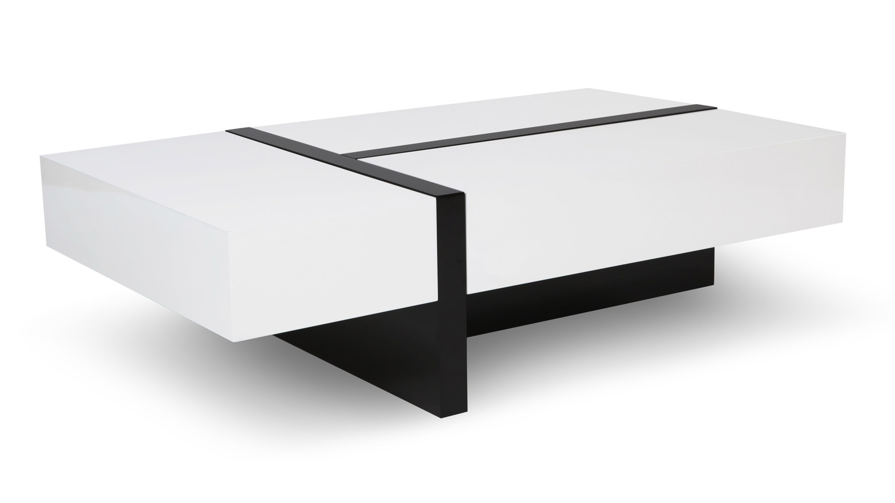Mcintosh High Gloss Coffee Table with Storage White / Black Rectangle Zuri Furniture