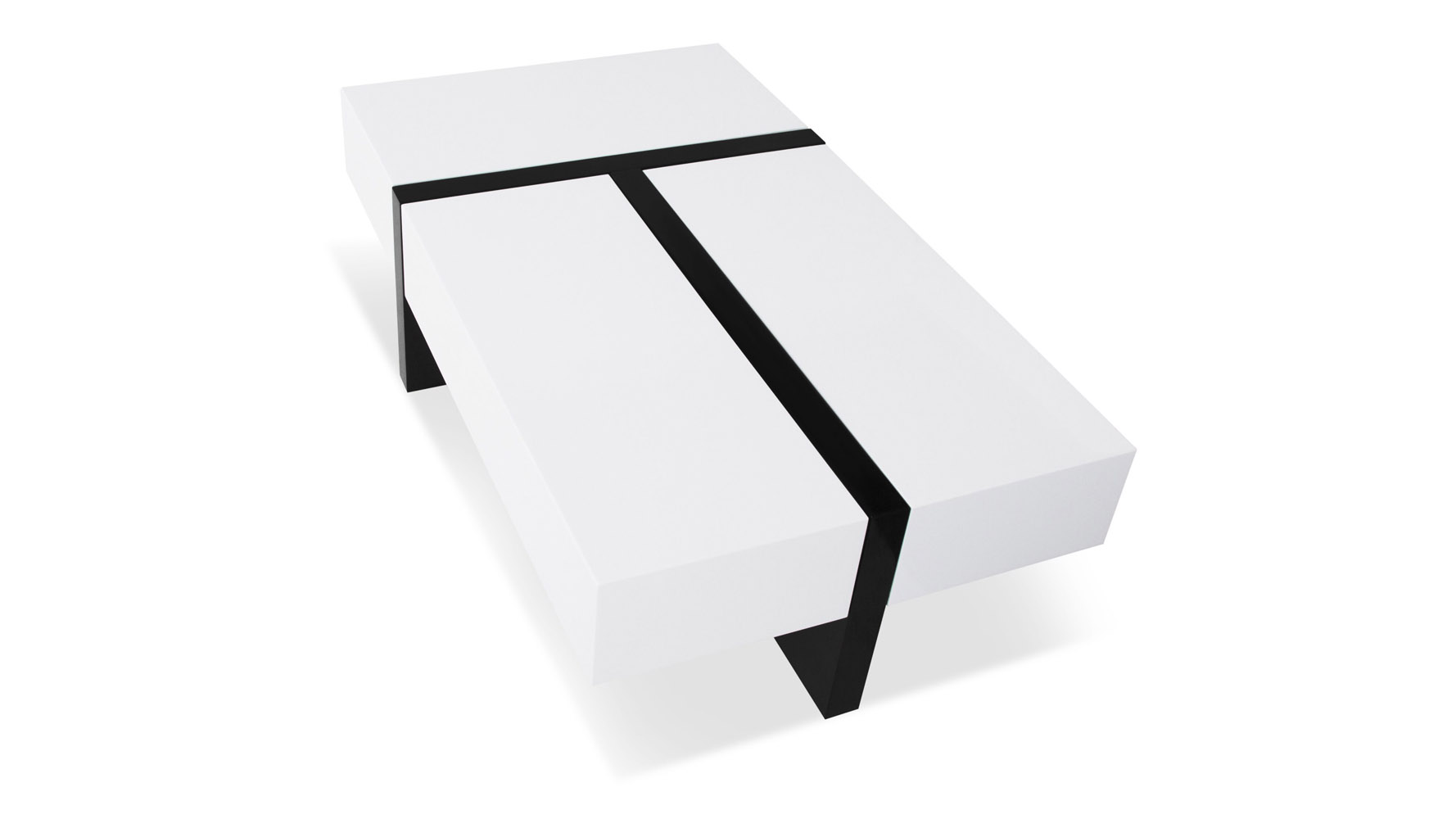 Mcintosh High Gloss Coffee Table with Storage White / Black Rectangle