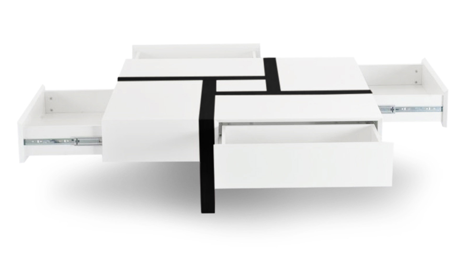 Mcintosh High Gloss Coffee Table with Storage White Square with Black