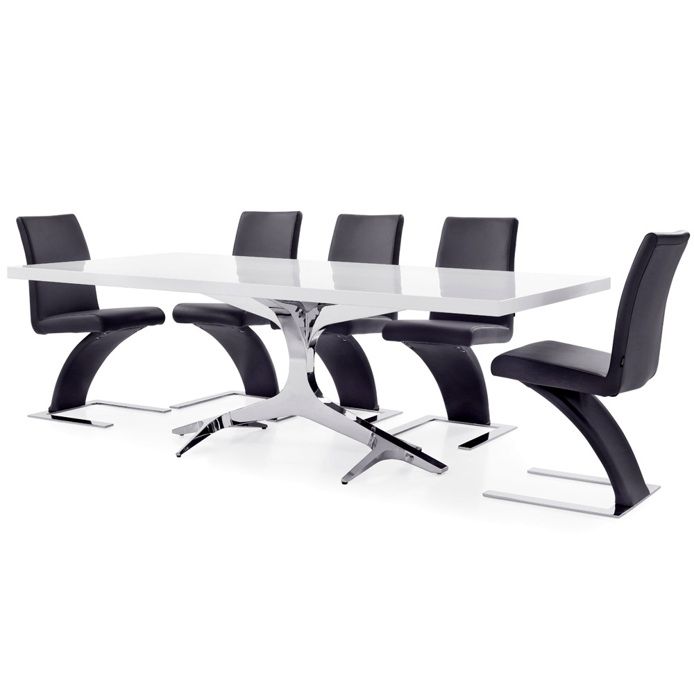 Mesa Modern Black Dining Chair Leatherette and Chrome Zuri Furniture