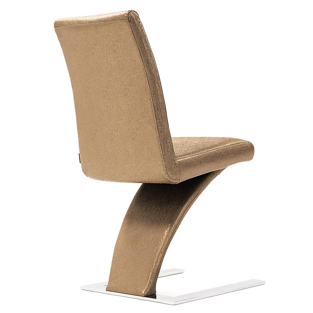 Mesa Modern Dining Chair Gold Leatherette and Chrome Zuri Furniture