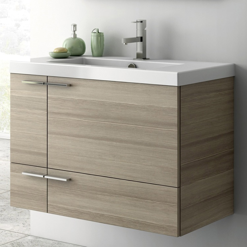 Modern 31 Inch Bathroom Vanity Set With Ceramic Sink Larch New Space 31 Inch Vanity Set