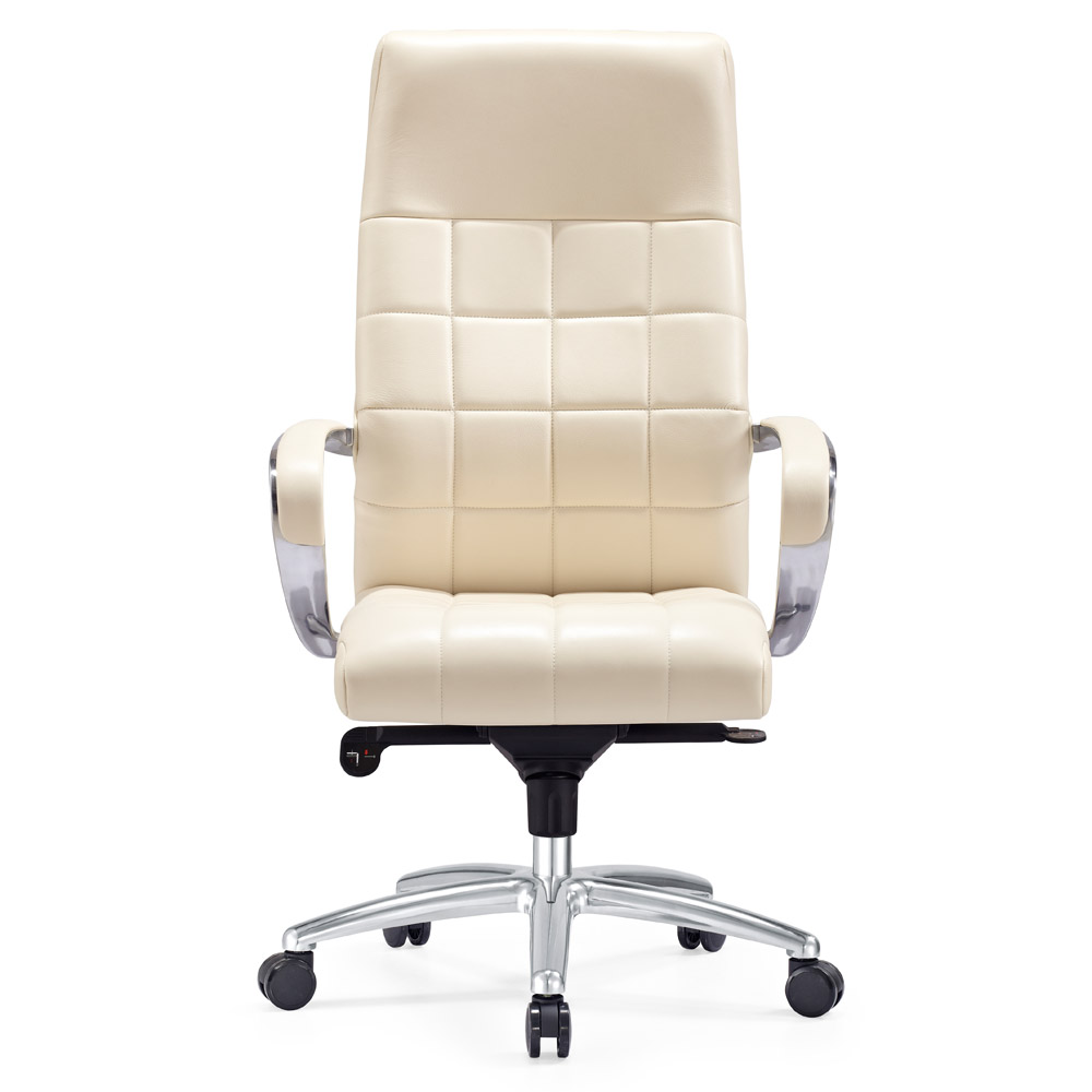 Modern Ergonomic Grant Leather Executive Chair With Aluminum Base Grant Leather Executive Chair Cream