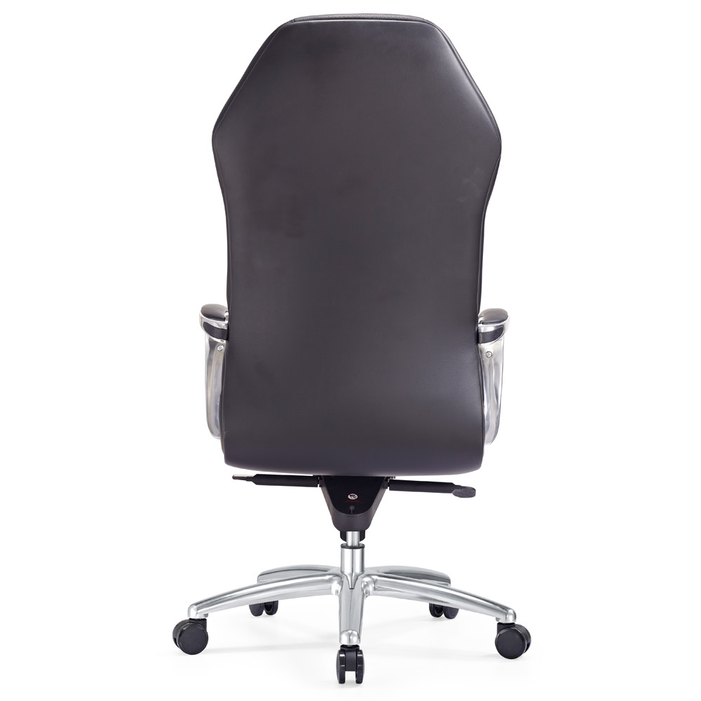 Modern Ergonomic Sterling Leather Executive Chair with Aluminum Base