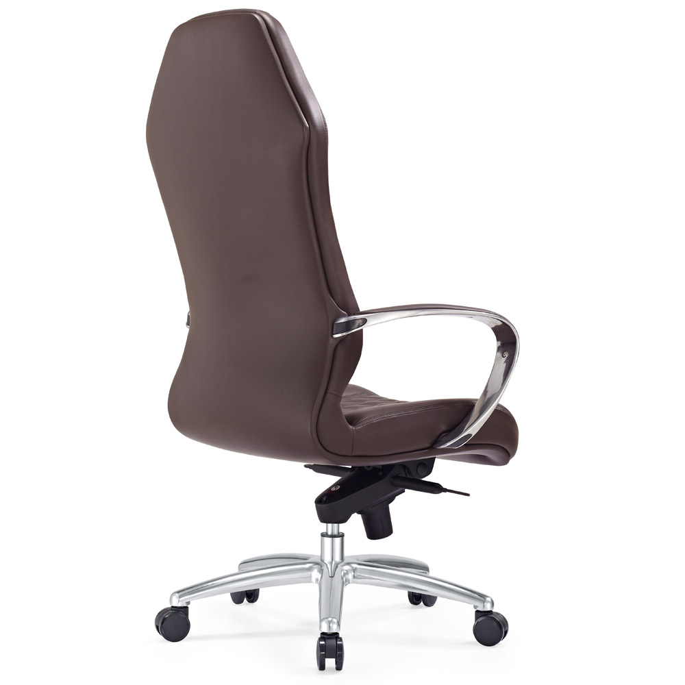 Modern Ergonomic Sterling Leather Executive Chair with Aluminum Base