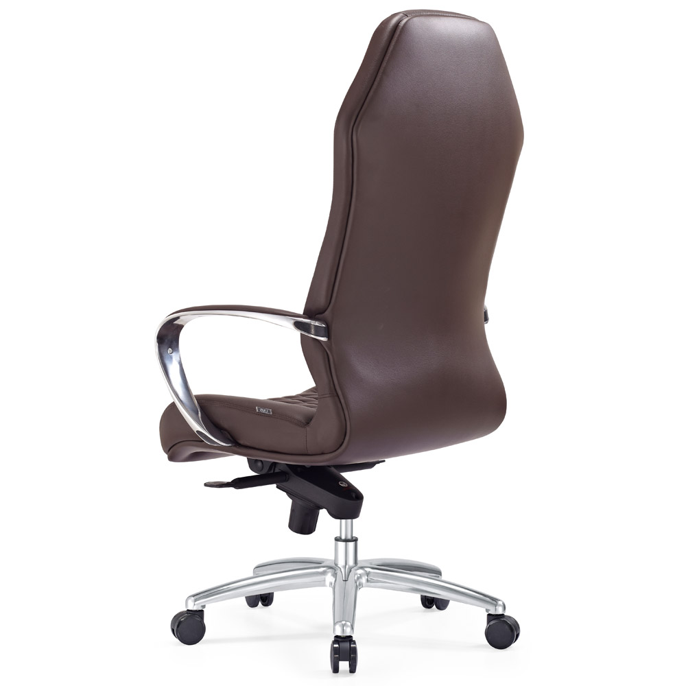 Modern Ergonomic Sterling Leather Executive Chair with Aluminum Base