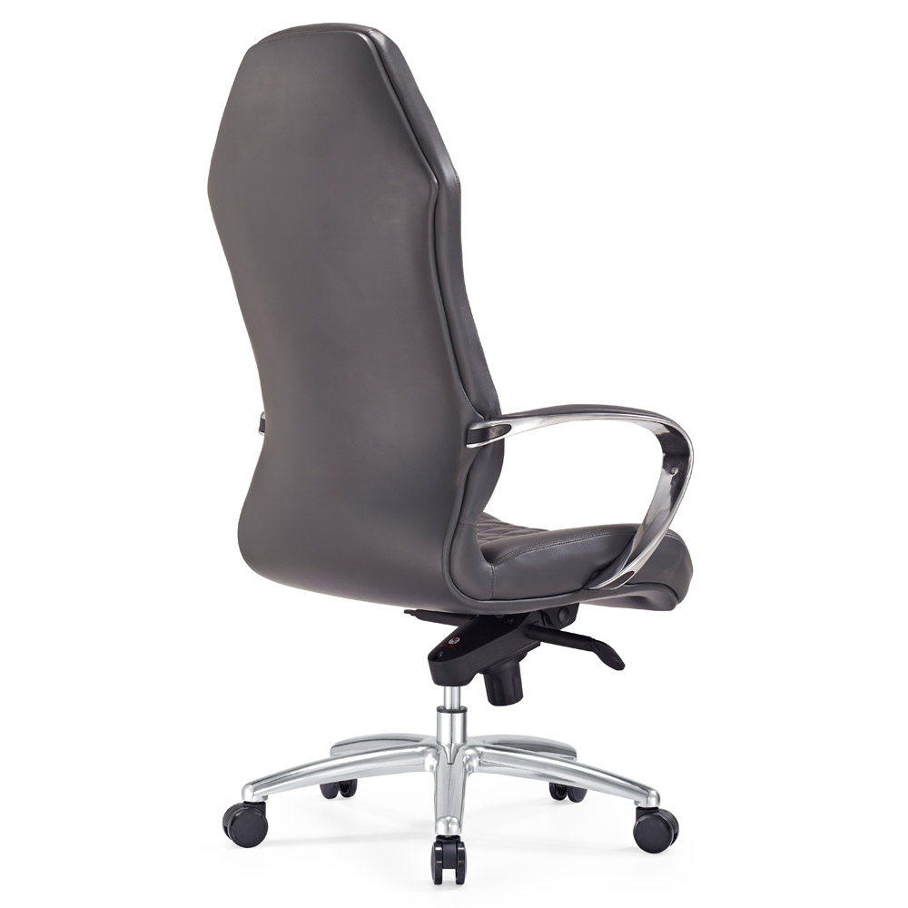 Modern Ergonomic Sterling Leather Executive Chair with Aluminum Base