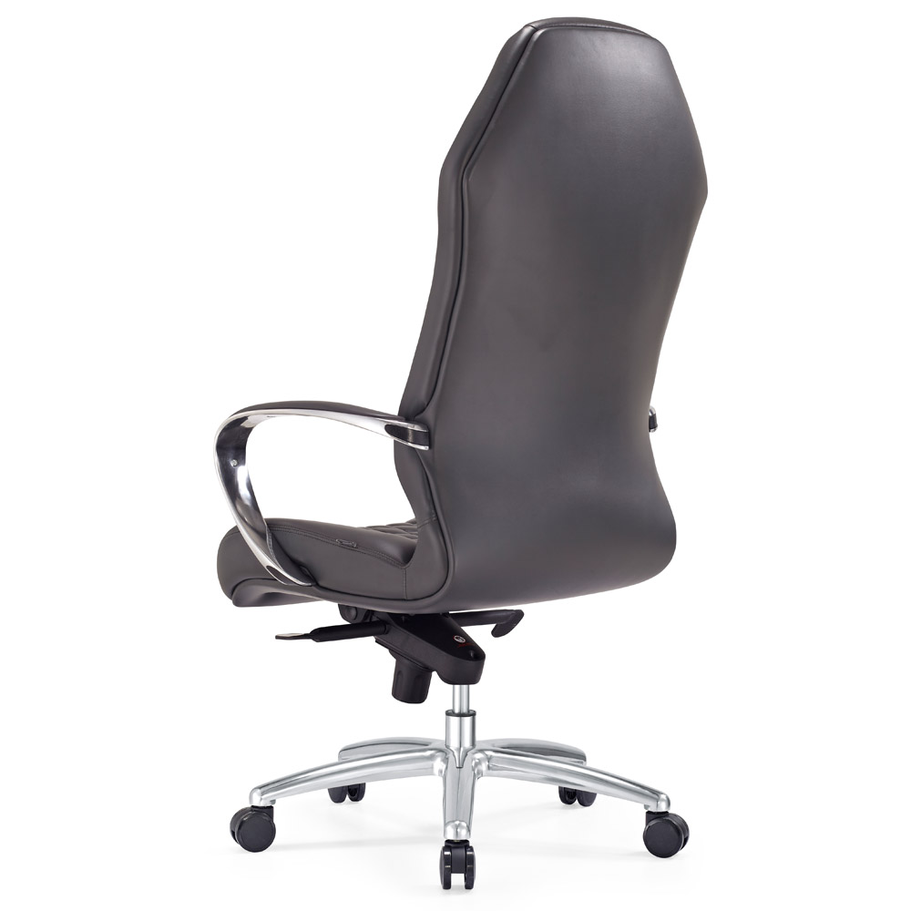 Modern Ergonomic Sterling Leather Executive Chair with Aluminum Base