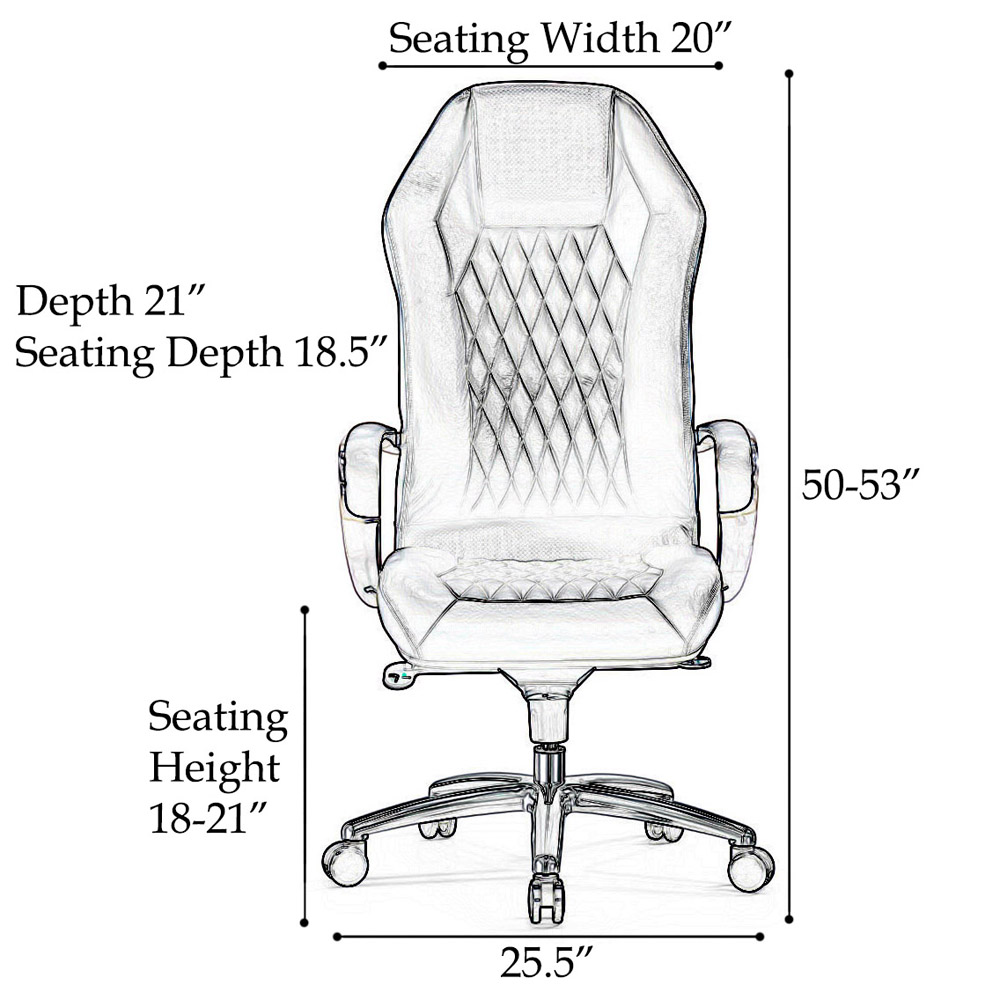 Modern Ergonomic Sterling Leather Executive Chair with Aluminum Base
