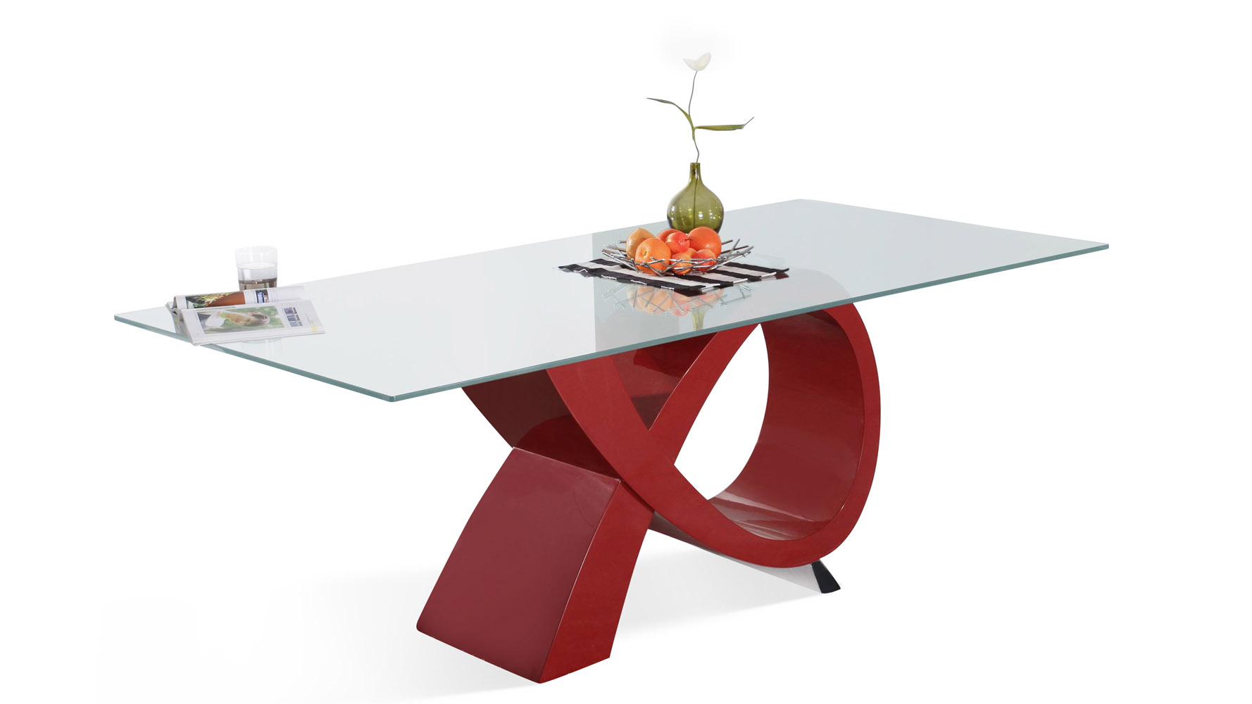 Modern Glass with Lacquer Base Harmony Dining Table Zuri Furniture