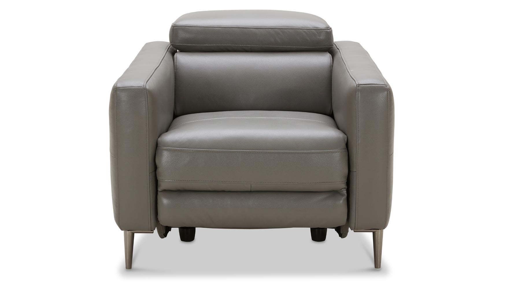 Modern Grey Leather Reno Reclining Chair Zuri Furniture