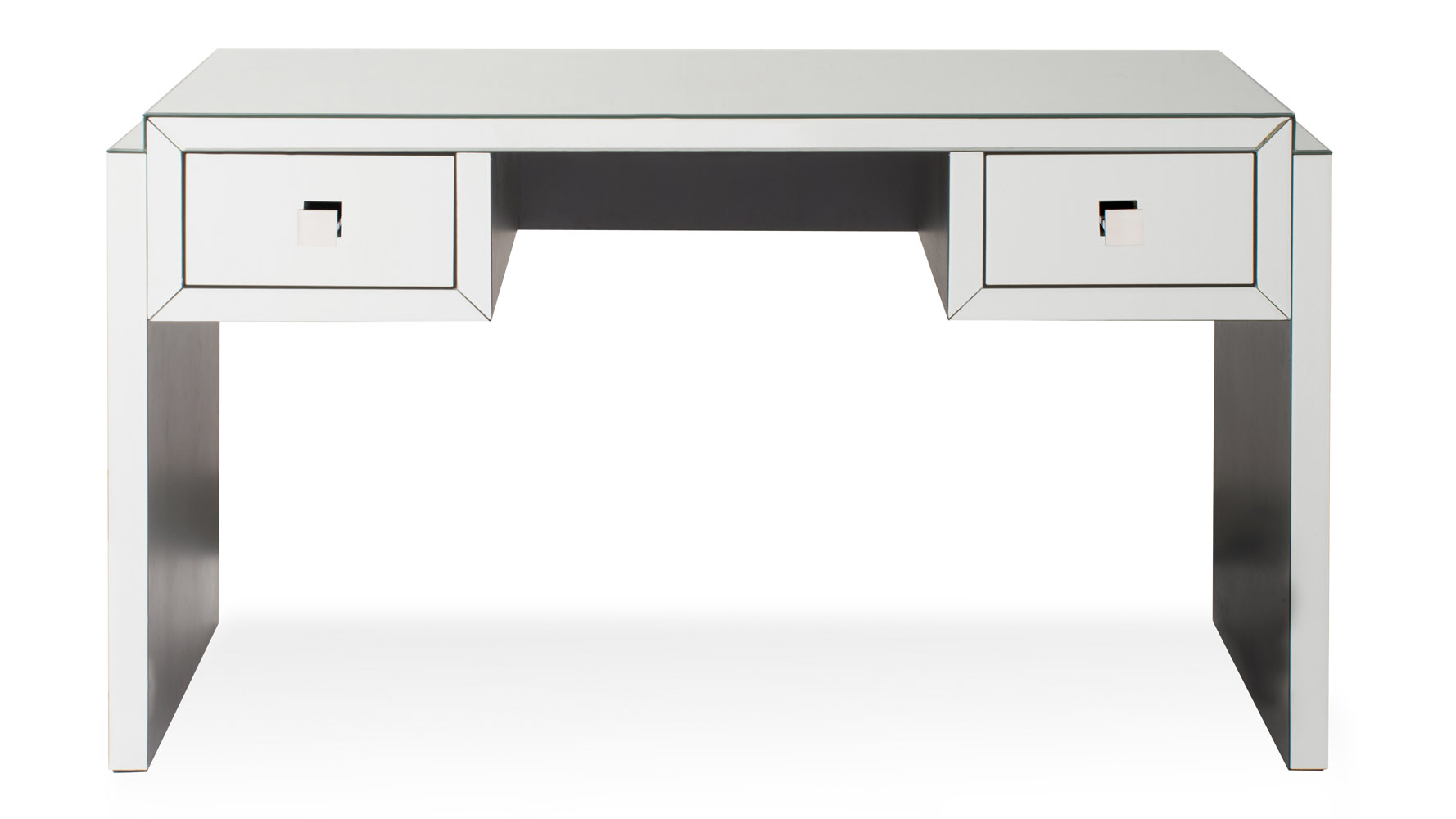 Modern Mirrored Glass 2 Drawer Deco Console Table Zuri Furniture