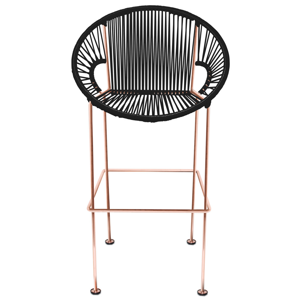 Modern Puerto Bar Stool with Cord Seat and Copper Frame Zuri Furniture