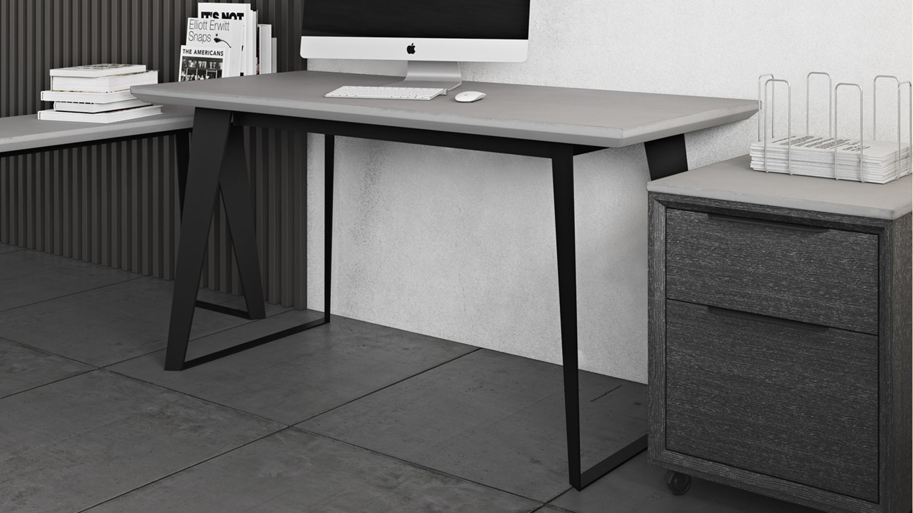 Modern Adal Desk Concrete Zuri Furniture