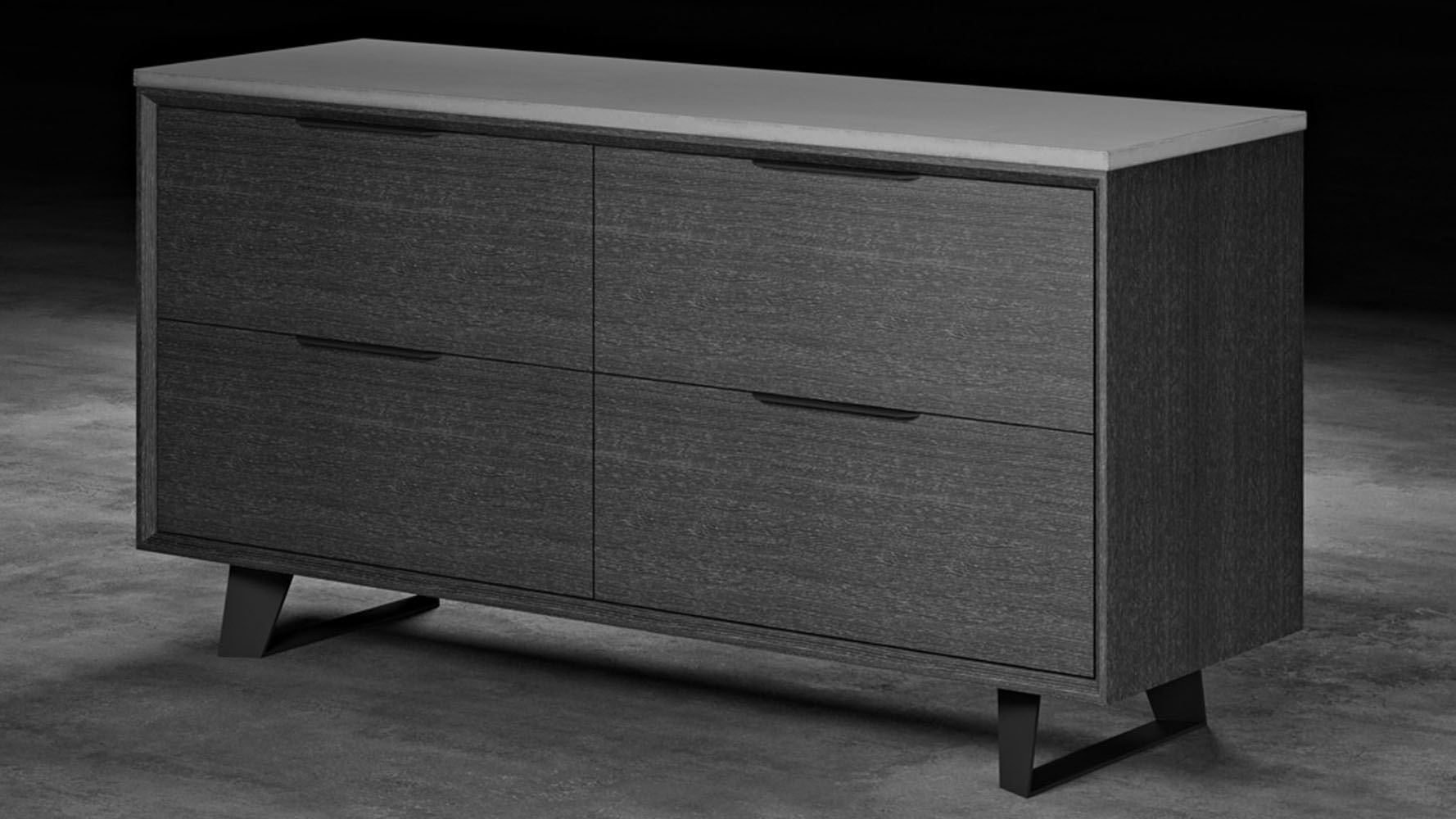Modern Adal File Credenza Concrete on Gray Oak Zuri Furniture