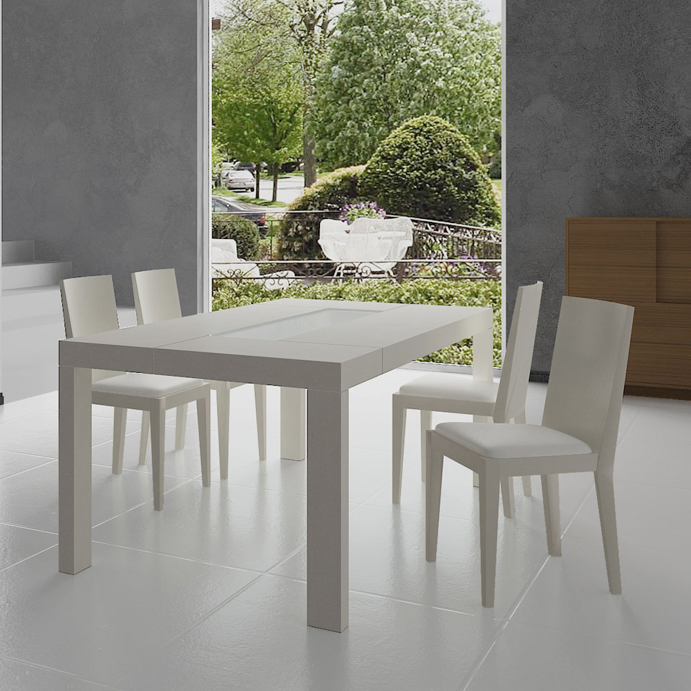 Modern Allana Dining Chair High Gloss Avorio Finish Set of 2 Zuri