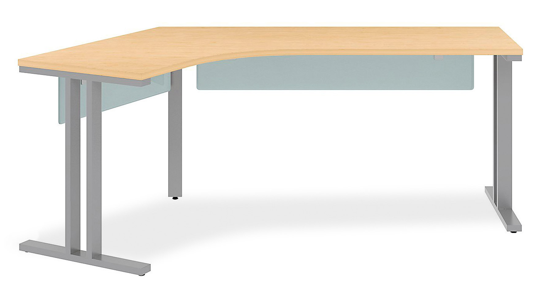 B Momentum Dog Leg Left Desk With Glass Modesty Panels Zuri Momentum Dog Leg Left Desk