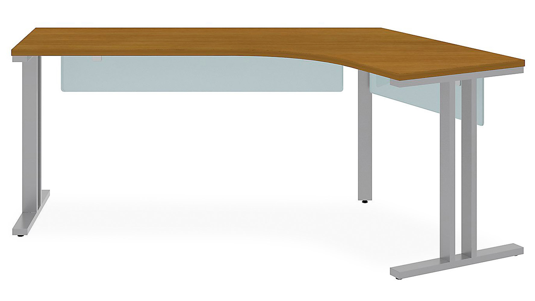 B Momentum Dog Leg Right Desk With Glass Modesty Panels Zuri Momentum Dog Leg Right Desk