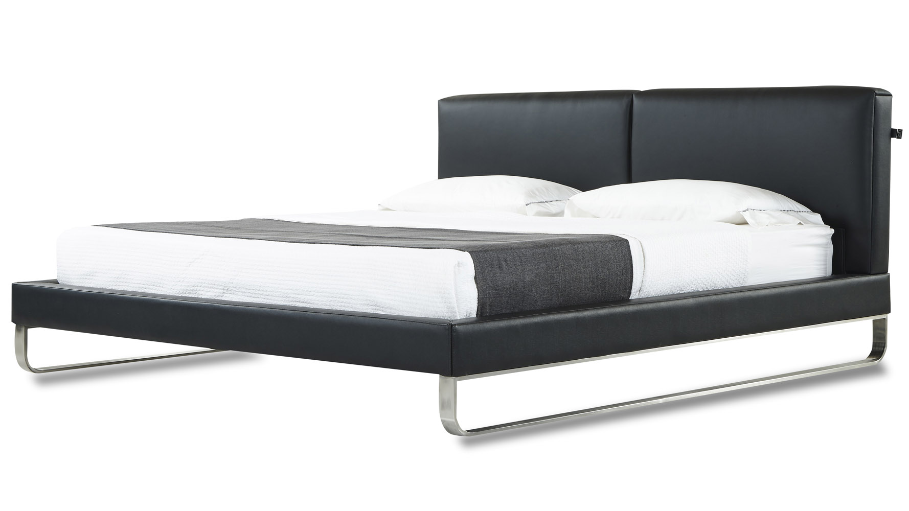 Deimos Black Leather Platform Bed Zuri Furniture