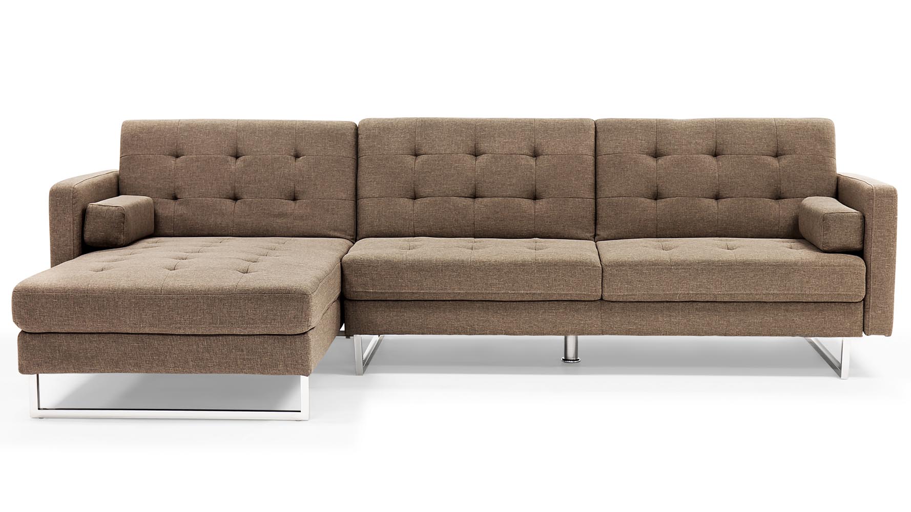 Quinn Modern Brown Fabric Upholstered Sleeper Sectional Sofa Zuri