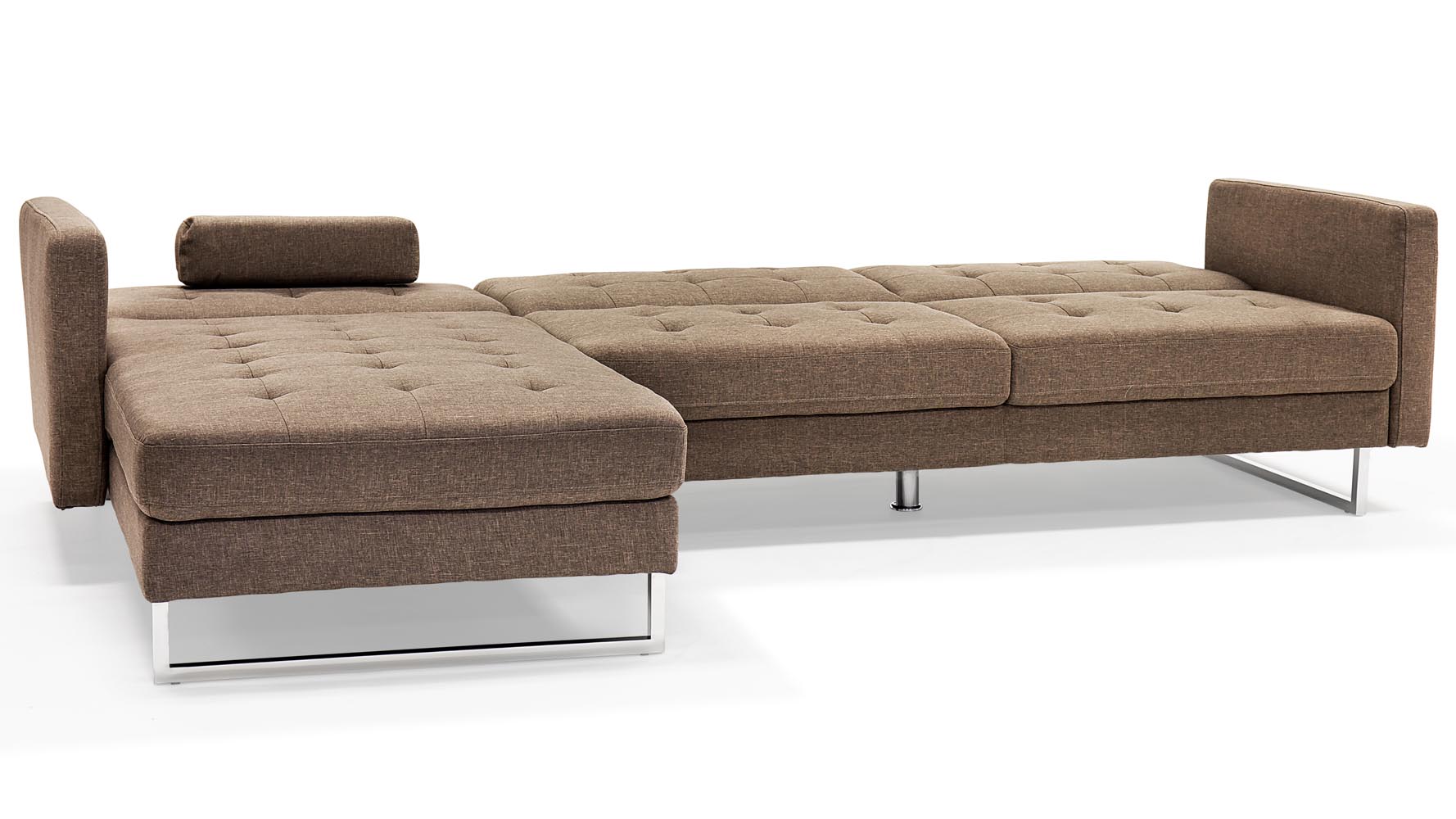 Quinn Modern Brown Fabric Upholstered Sleeper Sectional Sofa Zuri