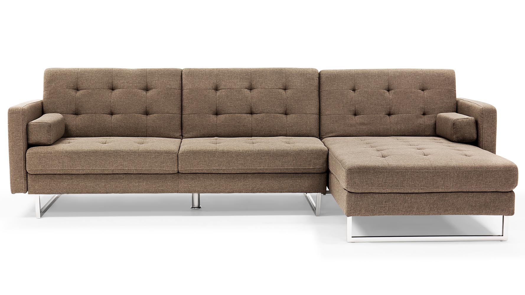 Quinn Modern Brown Fabric Upholstered Sleeper Sectional Sofa Zuri