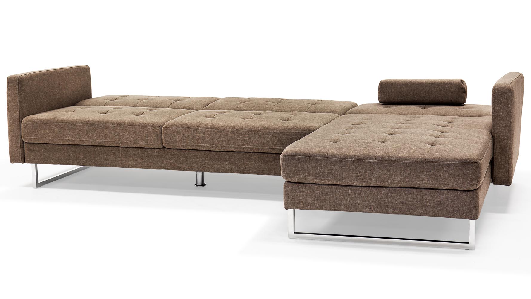 Quinn Modern Brown Fabric Upholstered Sleeper Sectional Sofa Zuri