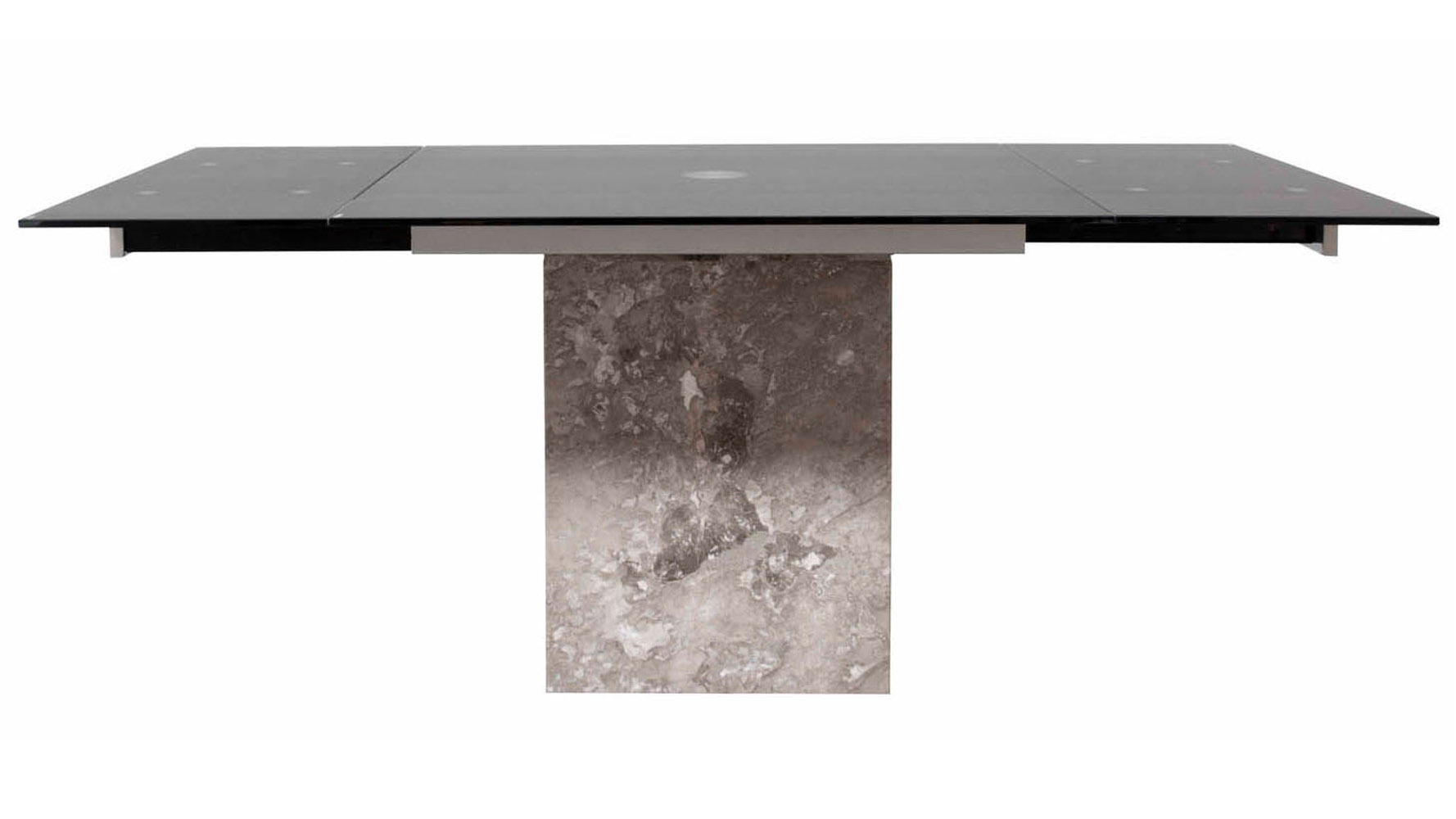 modern_citadel_extension_dining_table_grey_marble_base_12mm_acid_etched_matte_black_glass_top_2