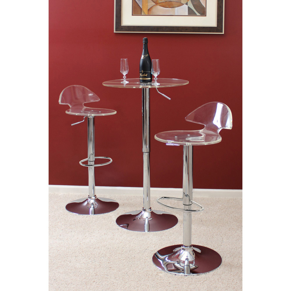 Modern Clear & Chrome Clair Bar Stool Zuri Furniture