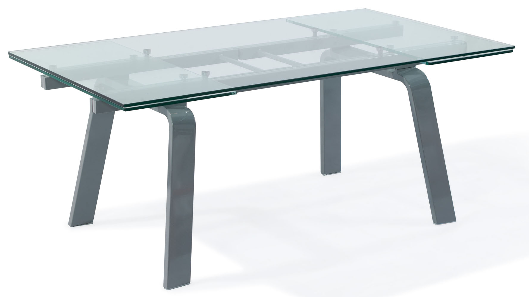 Modern Clear Glass and Metal Extendable Malone Dining Table | Zuri