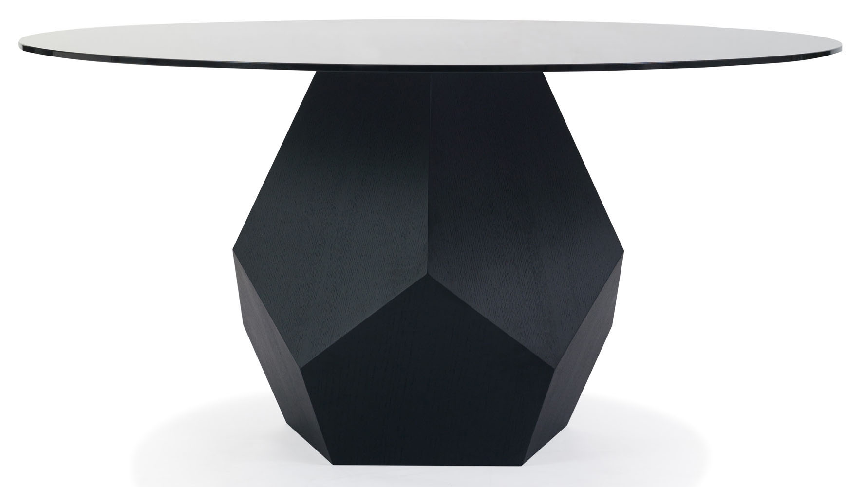 Modern Dark Oak And Glass Round Prism Dining Table Zuri Furniture