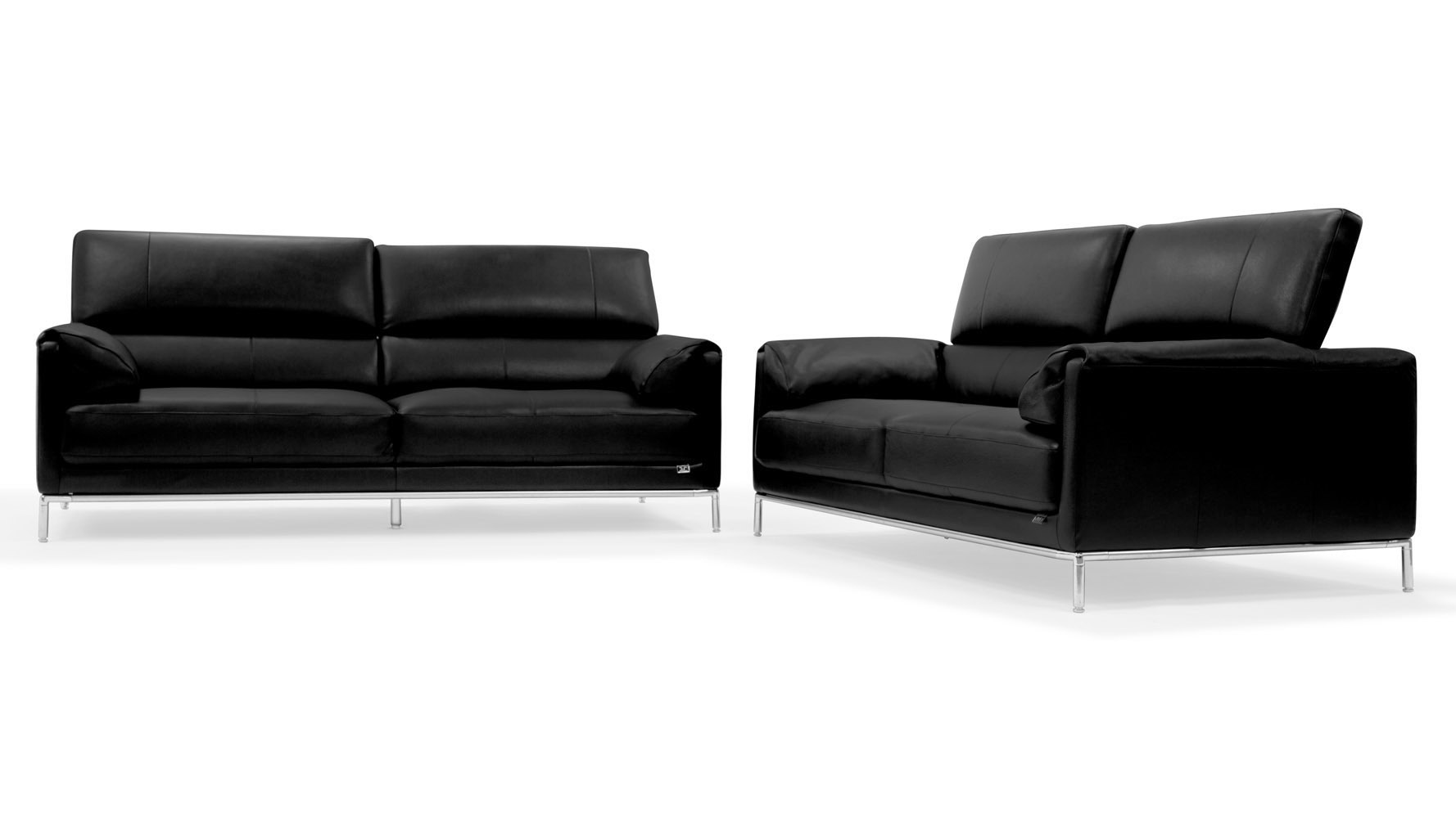 Black Eaton Leather Sofa Set With Loveseat Zuri Furniture