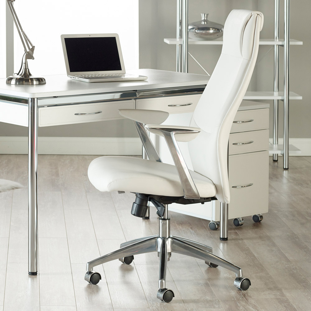 Francis High Back Leatherette Office Chair With Polished Aluminum Next