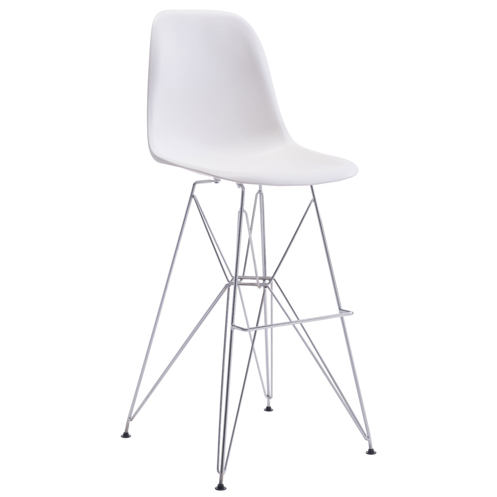 Modern Freya Bar Stool White Chromed Steel Zuri Furniture