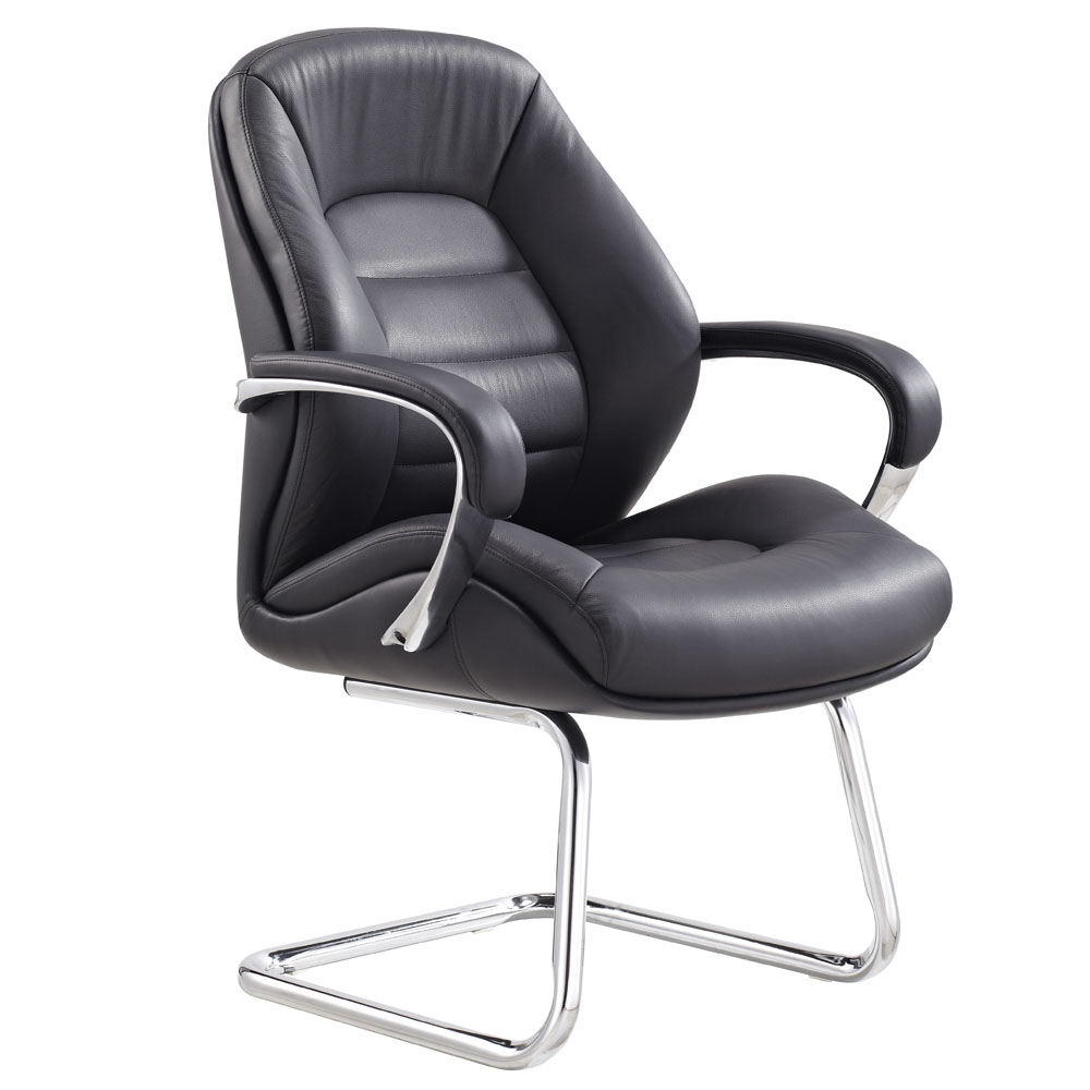 Gates Leather and Chrome Side Chair with Aluminum Base Zuri Furniture