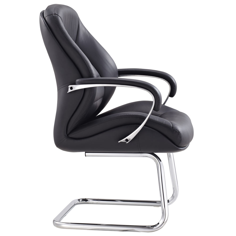Gates Leather and Chrome Side Chair with Aluminum Base Zuri Furniture