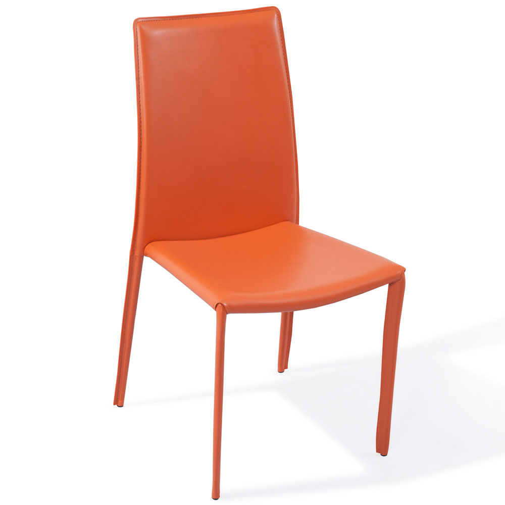 Noah Modern Orange Leatherette Dining Chair | Zuri Furniture