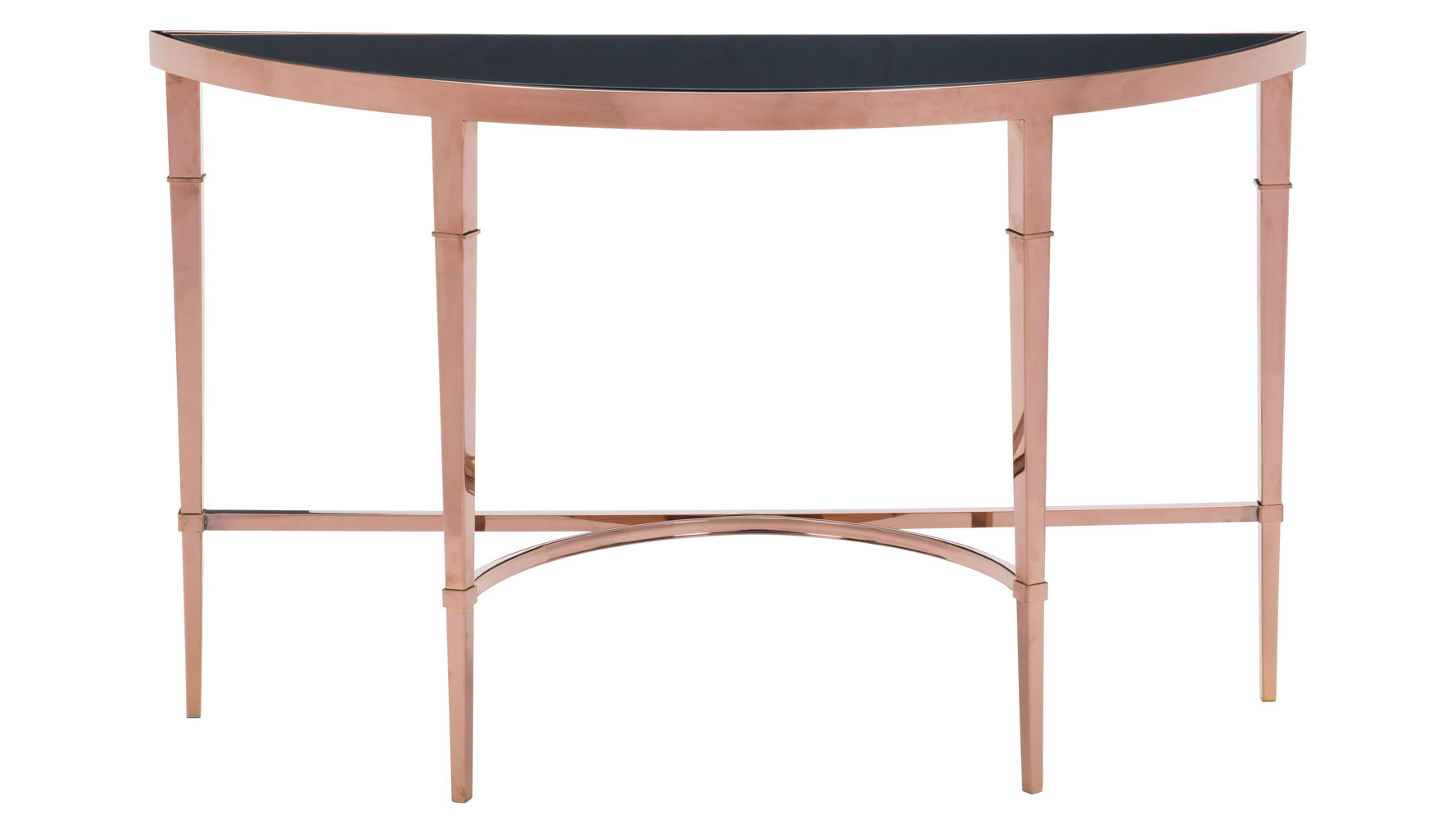Modern Pascale Glass Console Table Rose Gold Black Zuri Furniture
