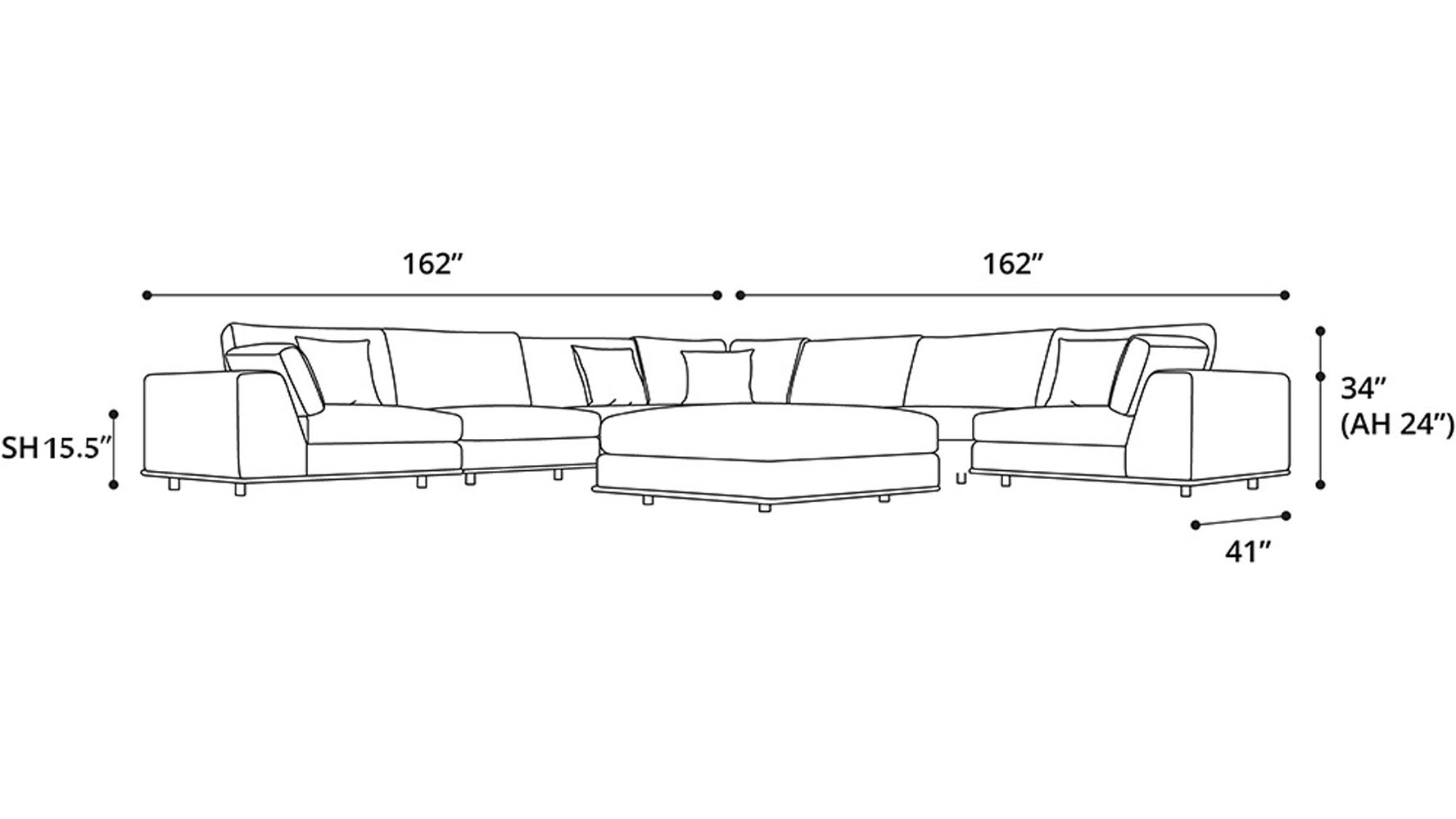 Modern Persis Large Corner Sectional Sofa With Ottoman Zuri Furniture Next