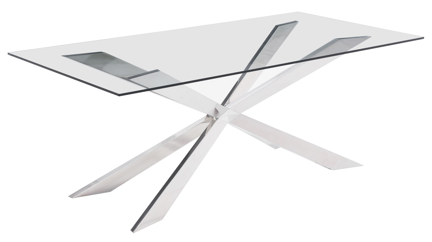 Modern Raine Glass Dining Table Chrome Zuri Furniture