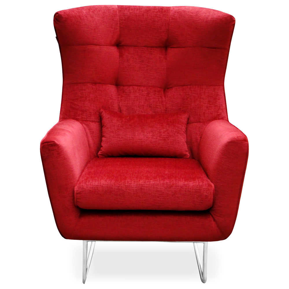 Modern Red Fabric Tufted Sonia Lounge Chair Zuri Furniture