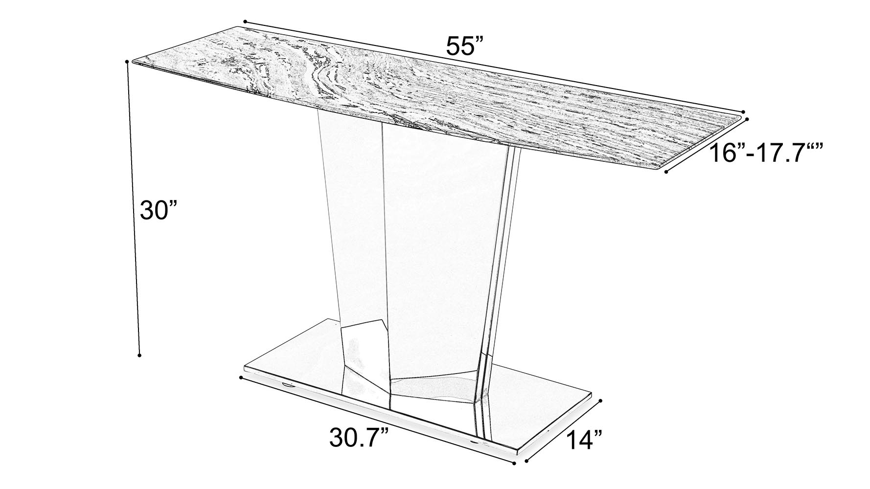 Modern Sirah Console Table with Marble Top and Polished Stainless Steel