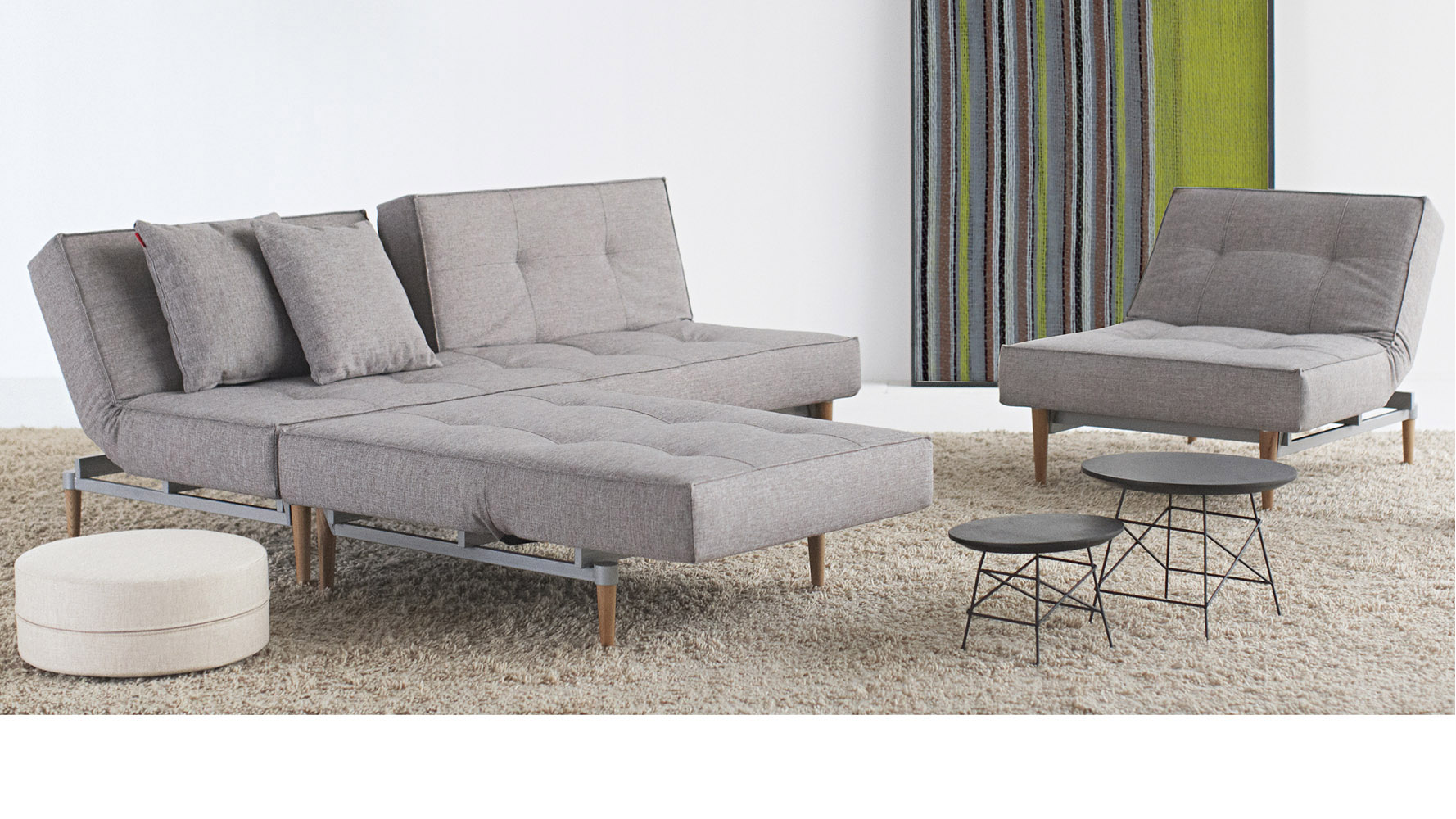 Sofi Split Back Sofabed Wood Base Zuri Furniture