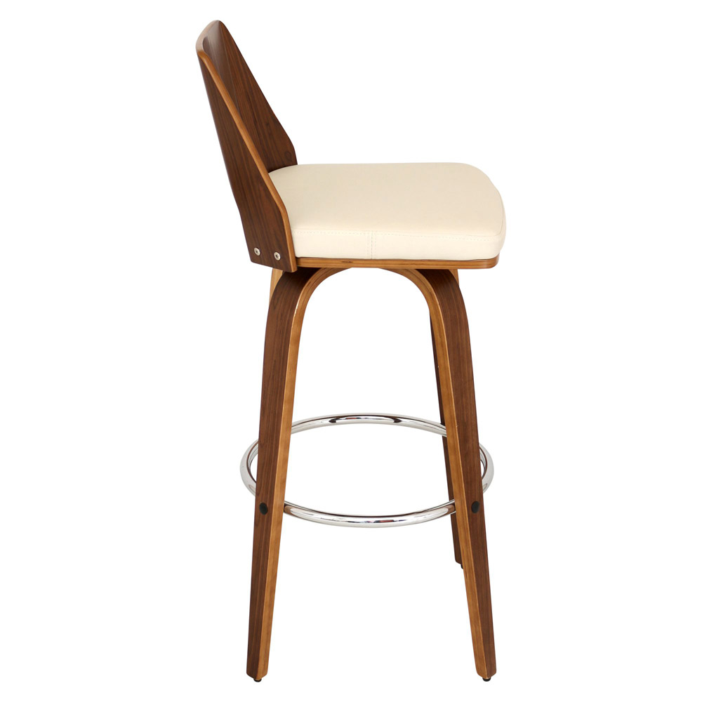Modern Terrah Bar Stool Walnut/Cream Zuri Furniture